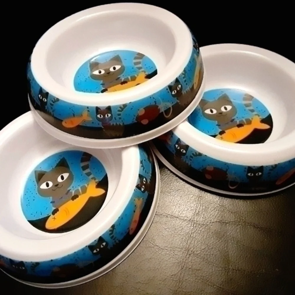Melamine Fish-N-Kitty Cat Bowls Trio